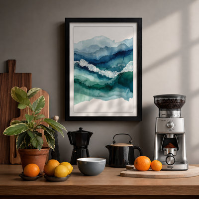 Mountains in Mist Scandinavian - Framed Print