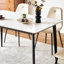 Table de salle à manger blanche avec plateau en carreaux de céramique et pieds en métal