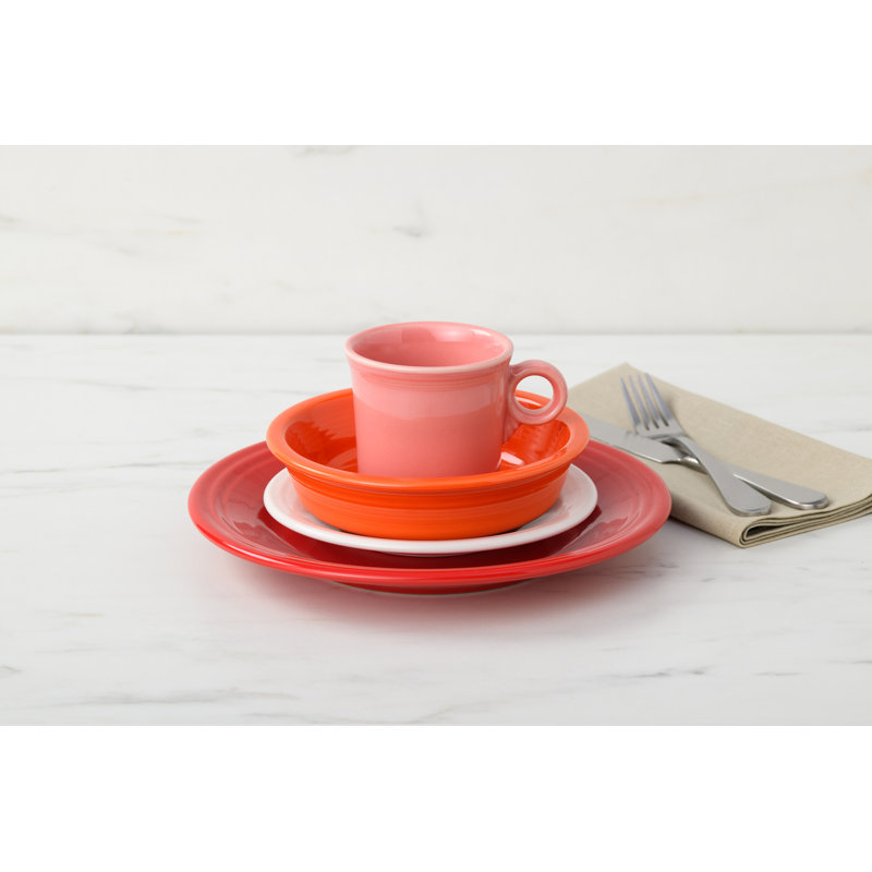 Poppy White Ceramic 4-Piece Place Setting