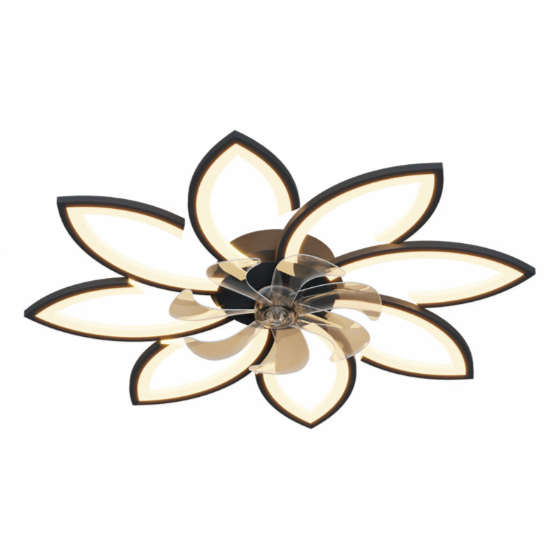 Falana 35" 7 - Blade Dimmable LED Flush Mount Ceiling Fan with Remote Control and APP, Black