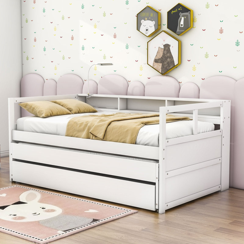 Dhruv Extra-long Twin Daybed with Trundle, White