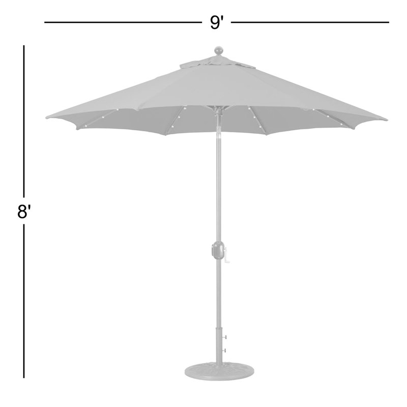 Parasol de marché lumineux 9 pi Nadasha, Noir, Teck Sunbrella®