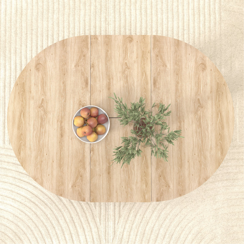 Table de salle à manger Style, ovale extensible 59 po x 43 po avec rallonge amovible, chêne blanc pour la cuisine, base solide,