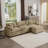 Jonathan L-Shaped Corduroy Sectional Sofa with Ottoman & Pillows-550369427-550369424