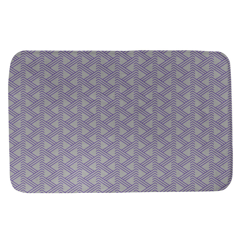 Tapis pour salle de bain Zig Zag, l 21 po x L 34 po, Gris / Mauve