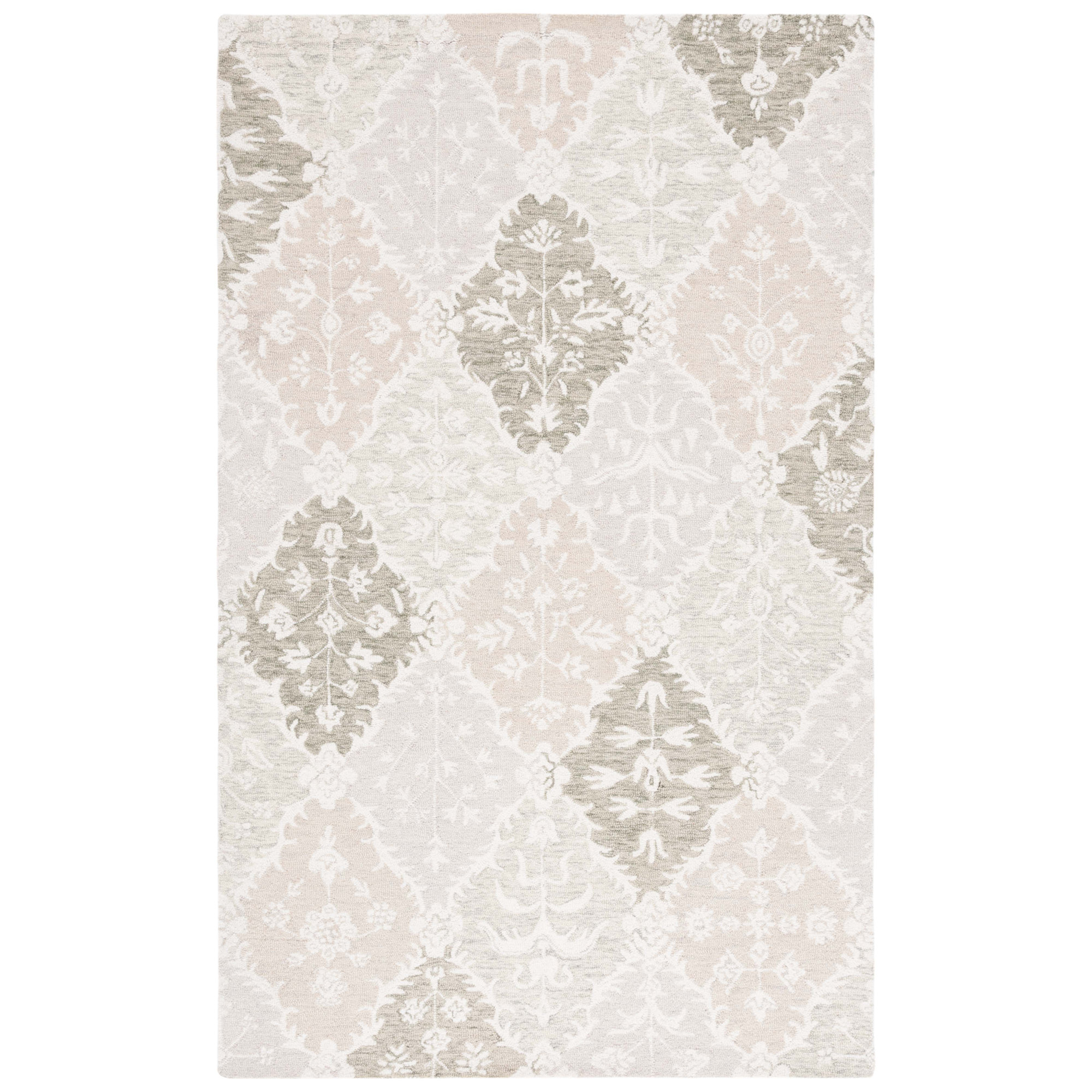 Garvin Hand Tufted Wool Pile Floral Rug, Rectangle 3' x 5'