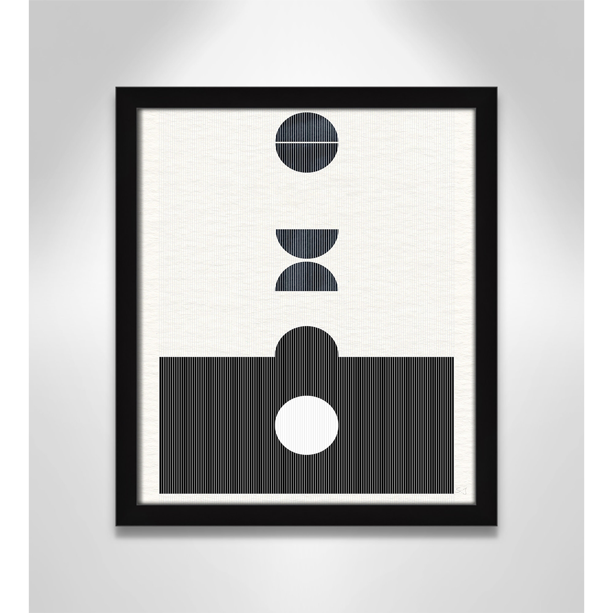 Eclipse I by Susan Jill, 15" H x 13" W x 0.75" D, Satin Black Framed