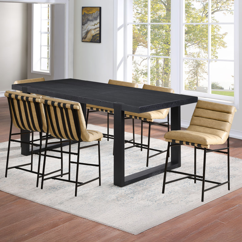 Ensemble de salle à manger à hauteur de comptoir avec chaises rembourrées Donny, 7 pièces : table, 6 chaises