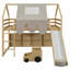 Structure de lit mezzanine en bois pleine grandeur avec tente - L 78,1 po x l 99,9 po x H 73 po, aucun sommier requis, support solide-1596597125