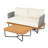 Outdoor Acacia Wood Rope Woven Loveseat&Table, Beige-2136288635