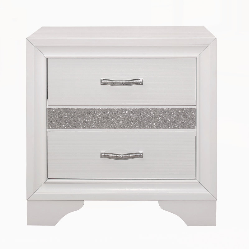 Table de chevet moderne avec tiroirs, Blanc