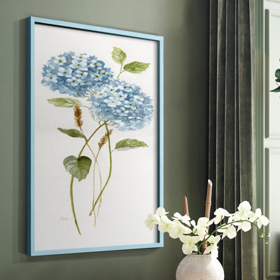 Petite Blue Hydrangea II Framed Print - Solid Wood