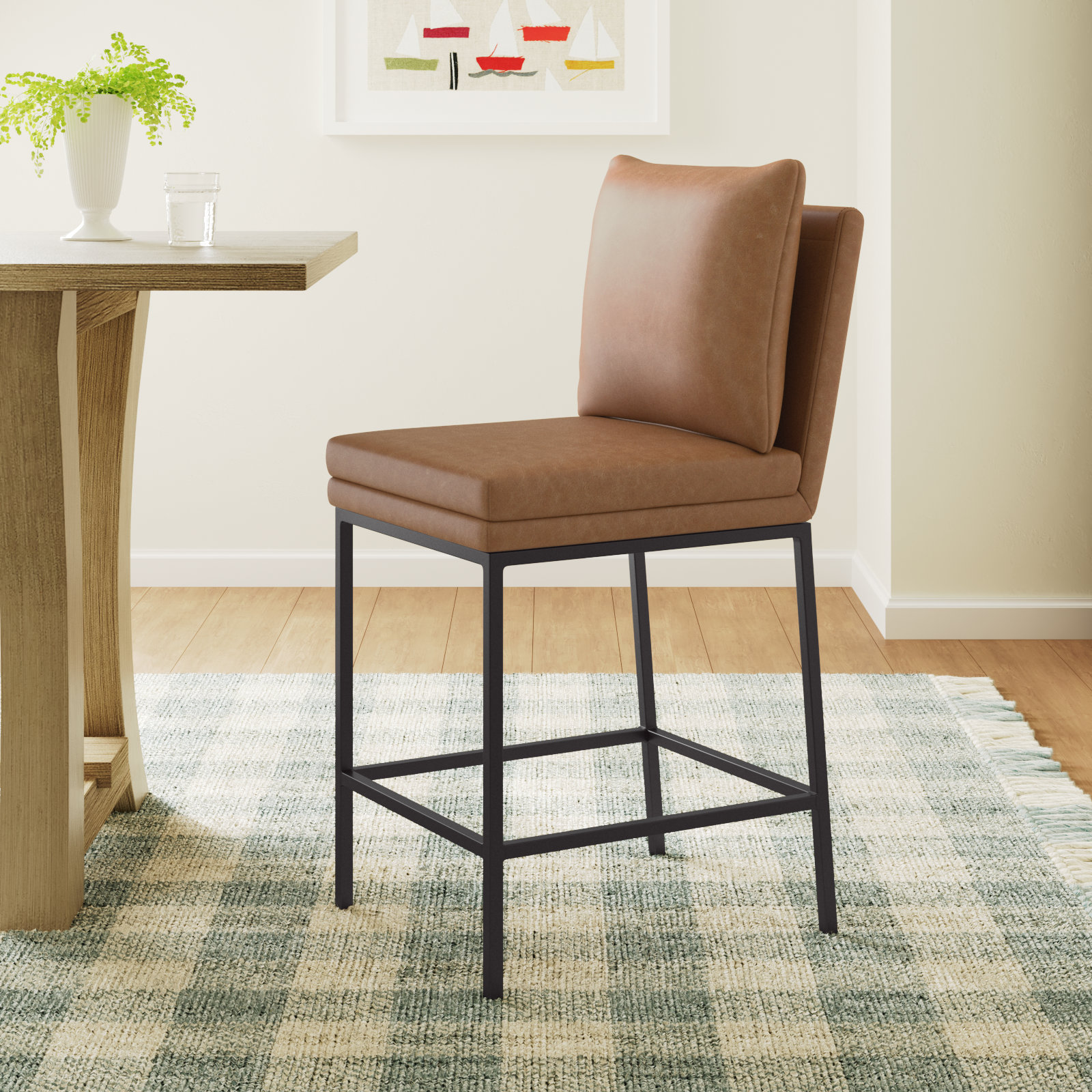 Trevor 26" Bar Stool, Copley Cognac Faux Leather
