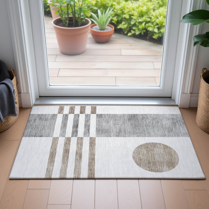 Machine Washable Indoor/Outdoor Amanda ACN2131 Geometric Rug, Rectangle 1'8" x 2'6"