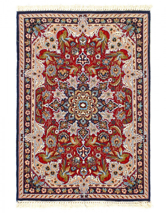 One-of-a-Kind Rectangle 2'3" x 3'4" New Age Area Rug in Red/Navy Blue/Beige/Gold
