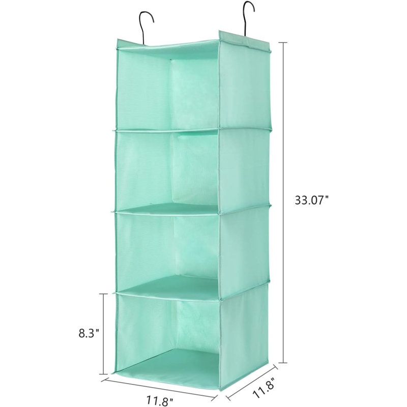 Hanging Wardrobe Storage, Advanced Oxford Cloth Hanging Closet Organiser Shelves Set For Clothes Shoes, 4-Shelf, Washable