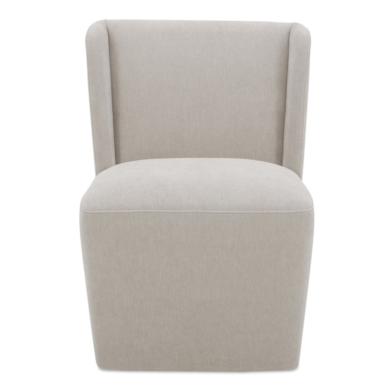 Corabeth Upholstered Rolling Dining Chair, Warm Sand