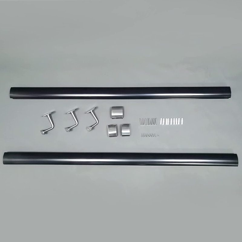 Ensemble de rampes d'escalier murales en plastique, Noir, H 2,95 po x l 79,53 po x P 7,09 po