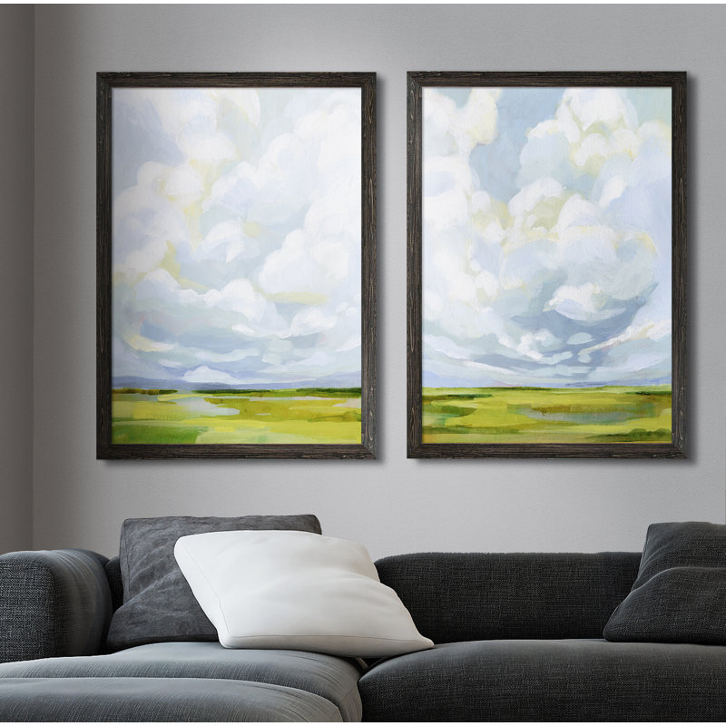 «Lucid Skies III» par Vincent Van Gogh - ensemble de 2 reproductions d'art encadrées, Ensemble de toiles avec cadres ébène