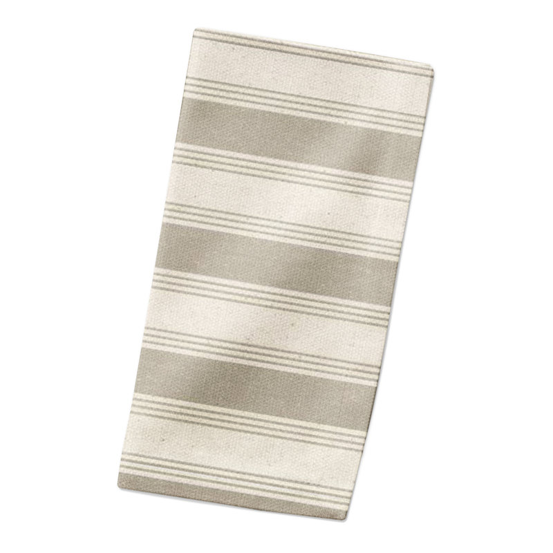Serviette rectangulaire en coton à rayures, Taupe