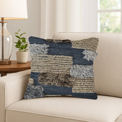 Coussin décoratif carré carré, patchwork noué à la main 20 pouces, gris