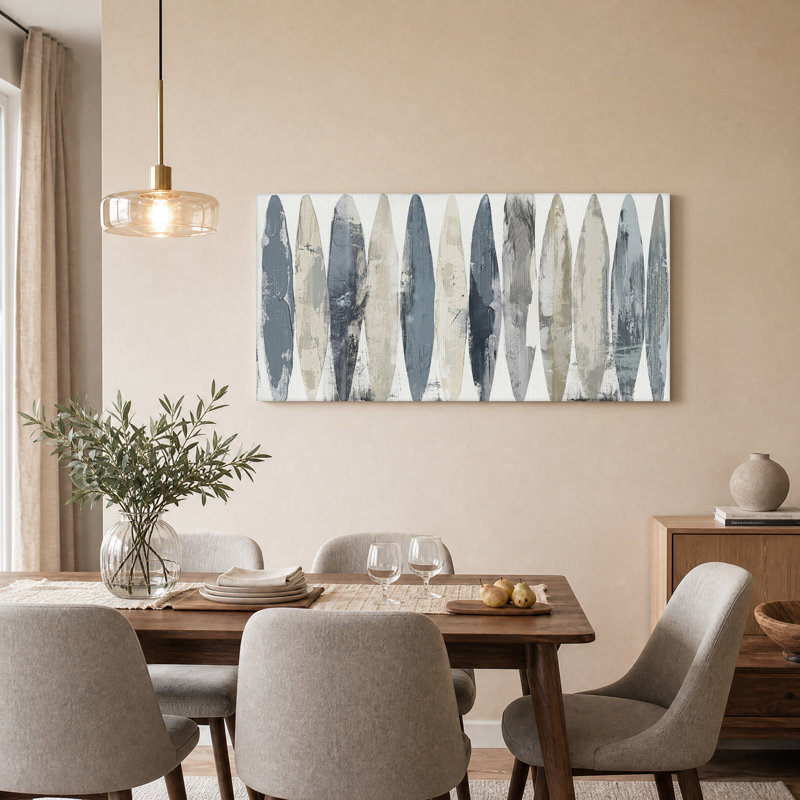 Art mural sur toile bleu et beige, L 58 po x H 28 po