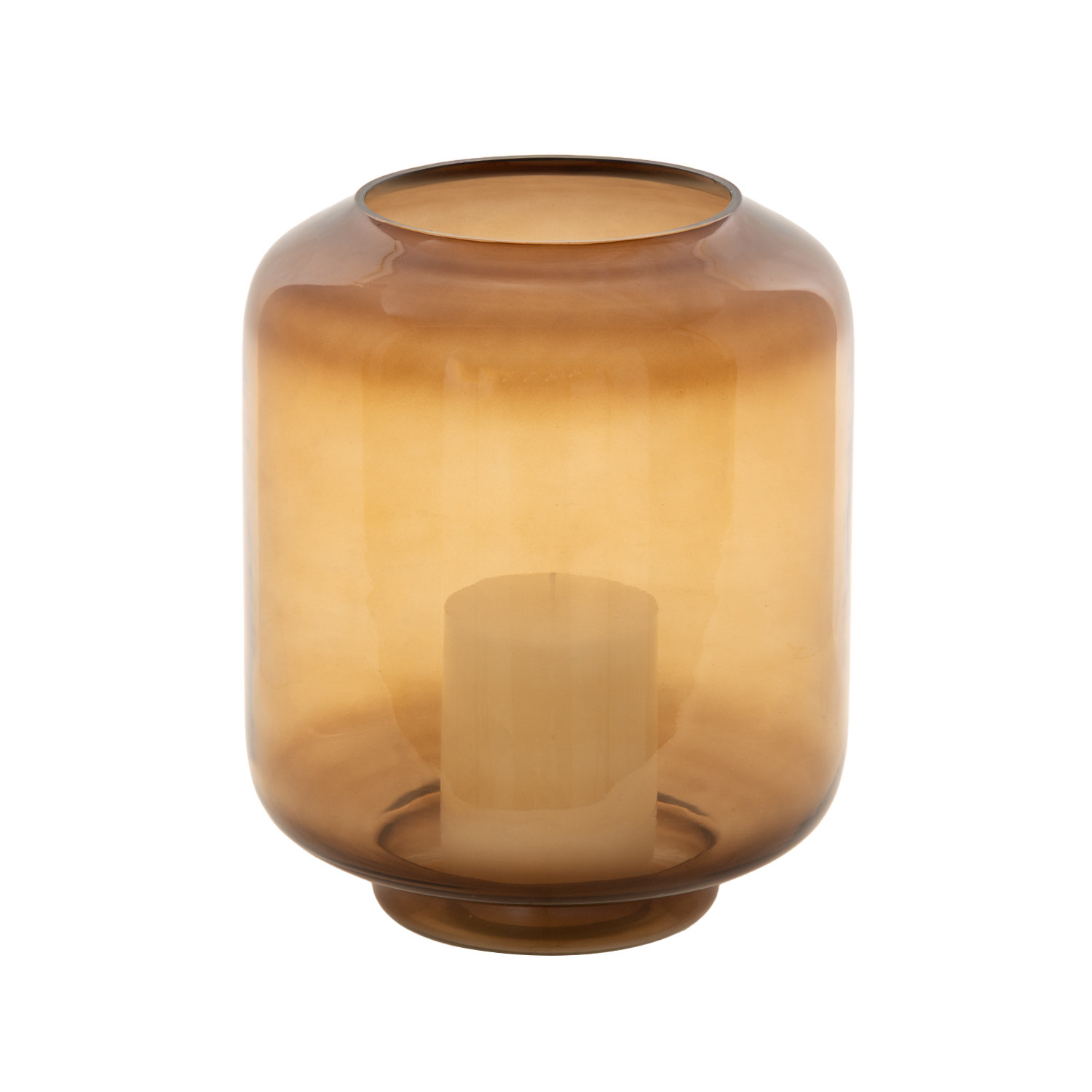 Glass Clear Hurricane Lamp Decorative Object, 10" H x 9" W x 9" D, Yellow