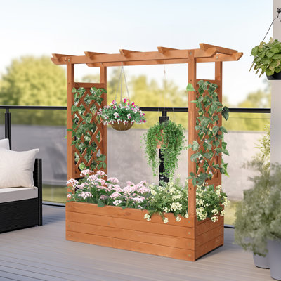 Sabeera Wood Planter Box with Trellis