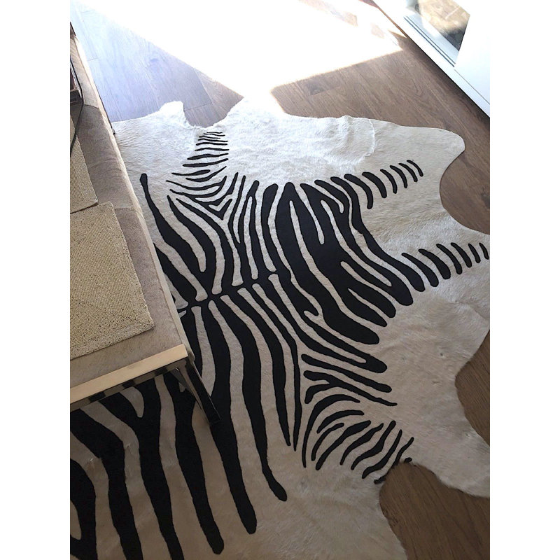 Zebra Print Cowhide Rug
