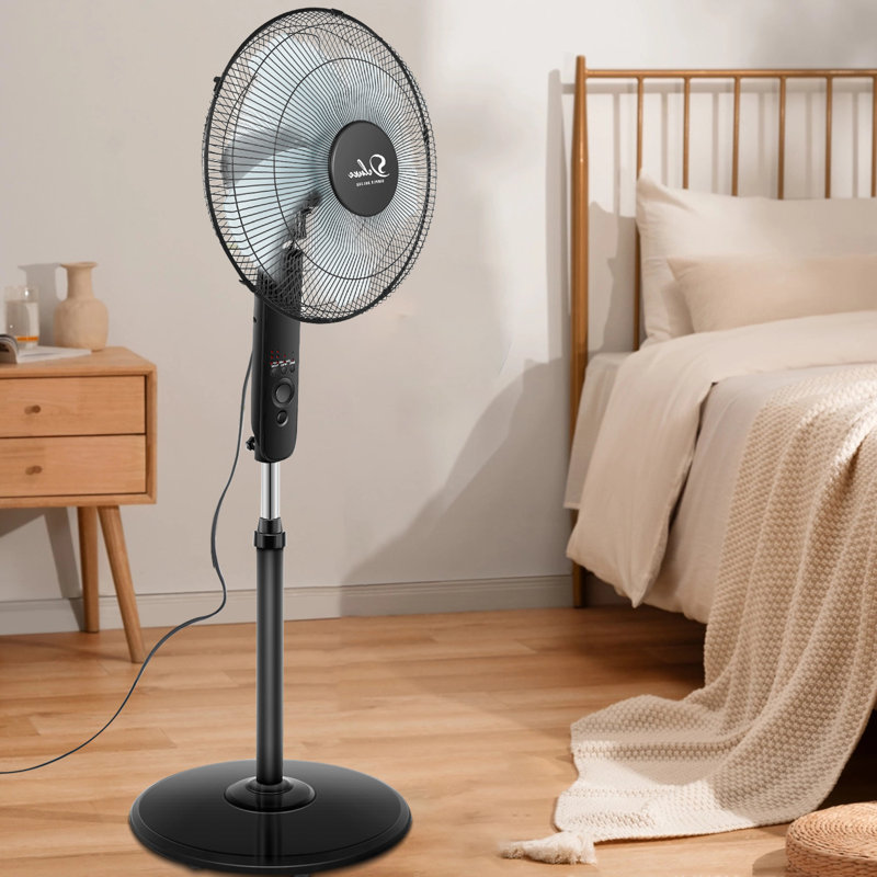 Noir autonome à 3 vitesses 16 po Ventilateur de plancher avec télécommande