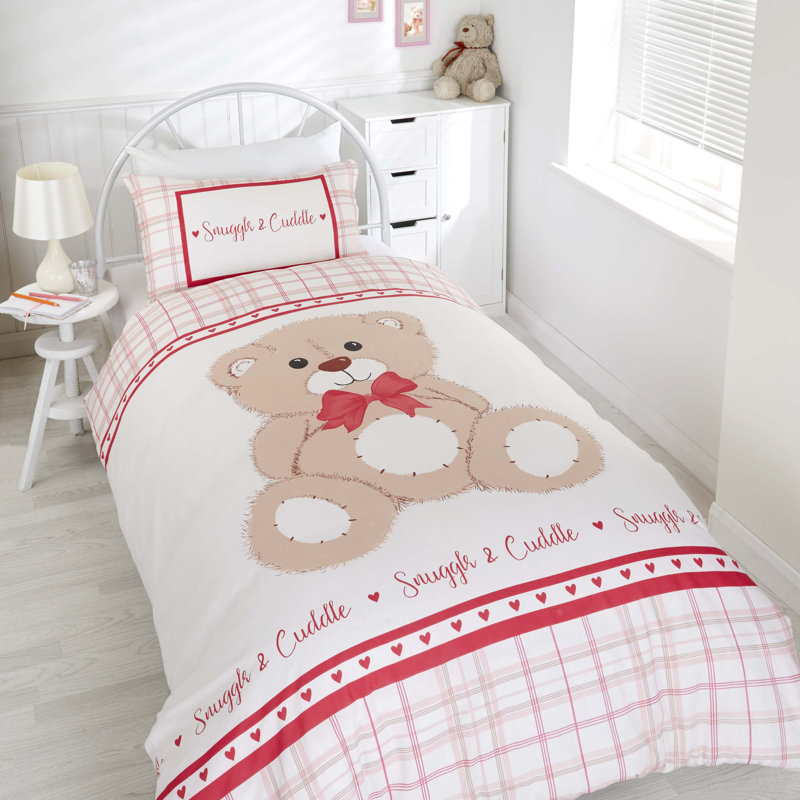 Ceres Cotton Blend Graphic Print & Text Duvet Cover Set with Pillowcases, Red