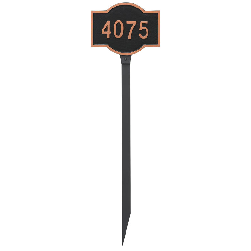 Enseigne d’adresse pour gazon à 1 ligne canterbury, Rouge brique / argent