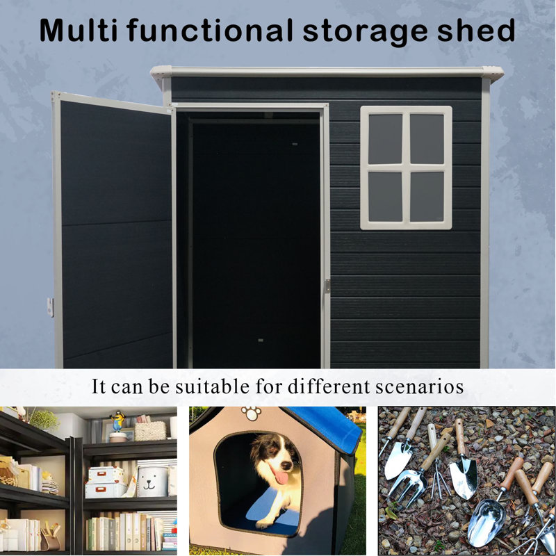 5x3 Resin Outdoor Storage Shed Black Pentroof(Random shipment of new and old items)