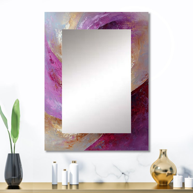 Abstrait lavande Tranquility Balance I - grand miroir mural moderne, miroir unique moderne, impression sur métal