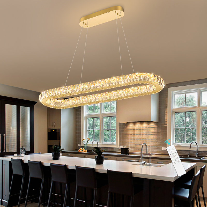 Modern Dining Table Led Chandelier Crystal, Gold