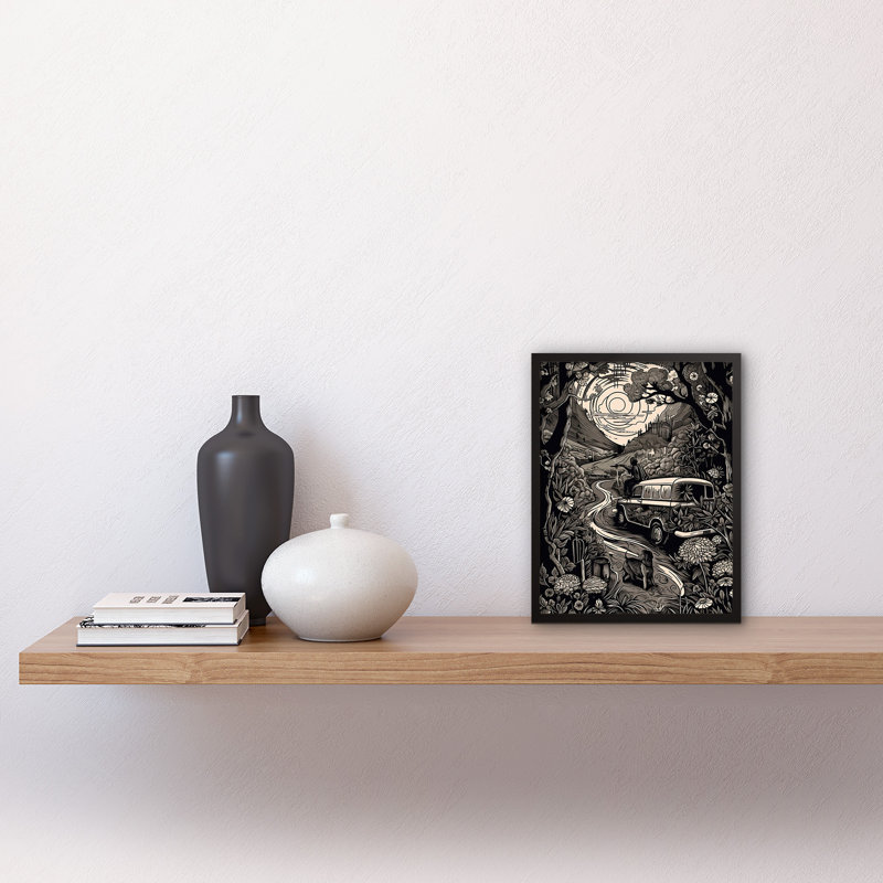 Youssouf Road Trip Stop by Countryside Forest Landscape Single Picture Frame Wall Art