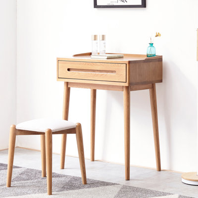 Bureau de table de commode en bois massif, largeur de paquet de 19,69 po, largeur naturelle de 60 cm avec tiroir, hauteur de 13,78 po,