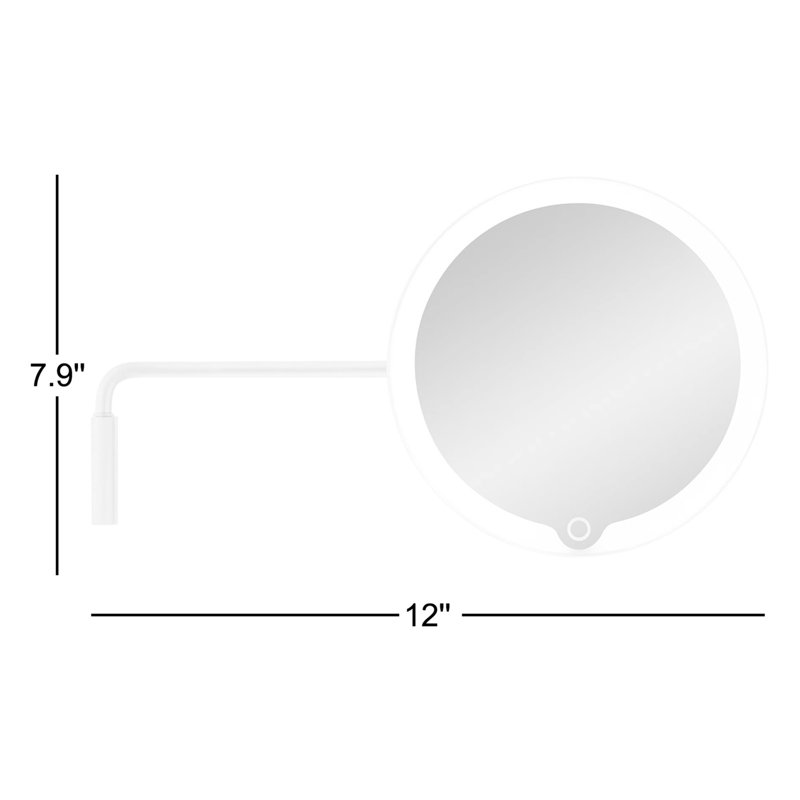 MODO Magnifying Lighted Wall Mounted Bathroom / Vanity Mirror, White