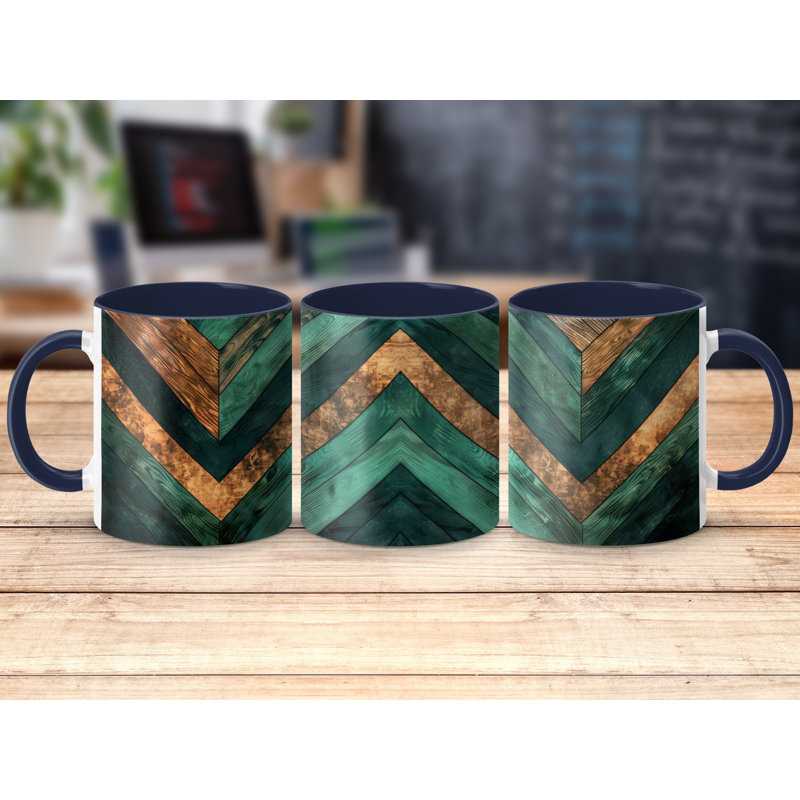Chevron 11oz Accent Coffee Mug, Navy