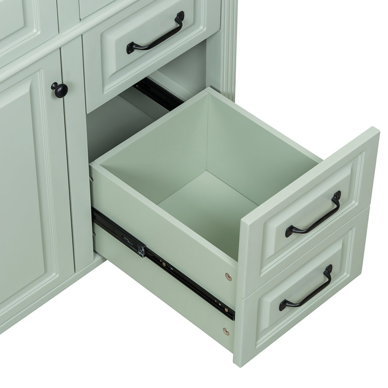 Meuble-lavabo 36 po avec comptoir en céramique, Vert