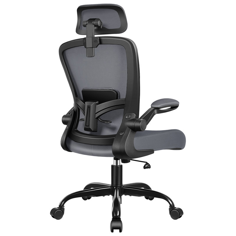Chaise de bureau ergonomique Everdene, Gris foncé, Noir