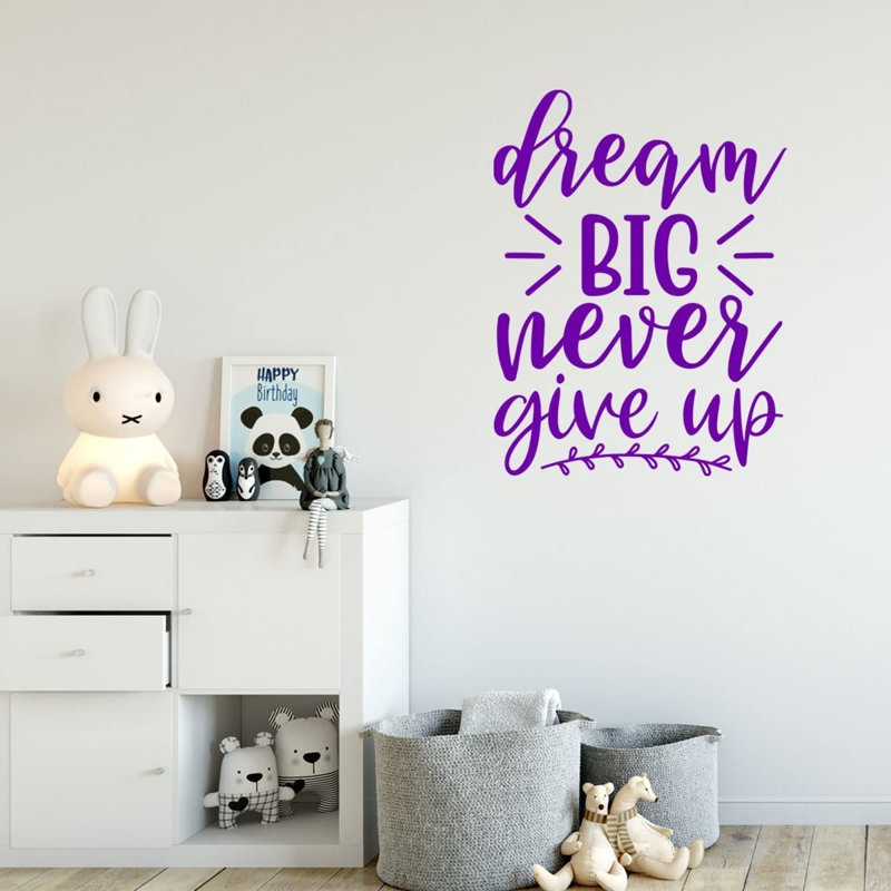 Adhésif décoratif «Dream Big Never Never Up», H 13 po x l 10 po, Mauve