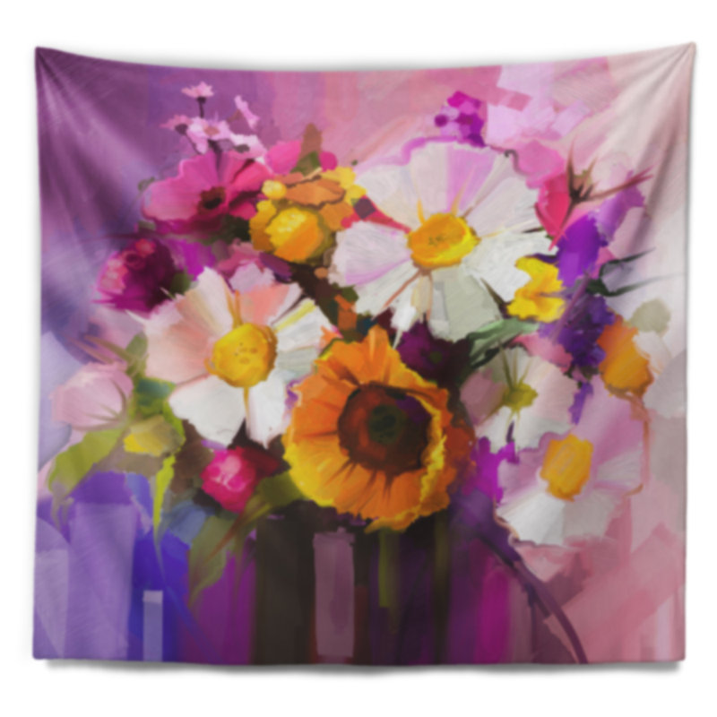 Tapisserie floral en polyester avec accessoires suspendus inclus, H 78 po x l 92 po