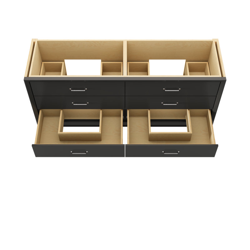 Alexandra Double Drawer Bath Vanity, Off Black, Polished Chrome, 72"