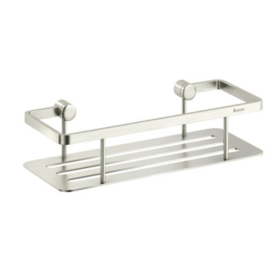 Wall-mounted brushed nickel shower basket 