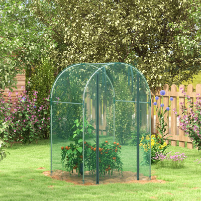 Cage de culture de 4 pi x 4 pi, tente de protection des plantes avec porte à fermeture à glissière et cadre en acier galvanisé, housse de filet pour jardin, cour, pelouse, vert