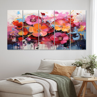 Colorful Fashion Flowers Expression Abstract Wall Decor on Metal
