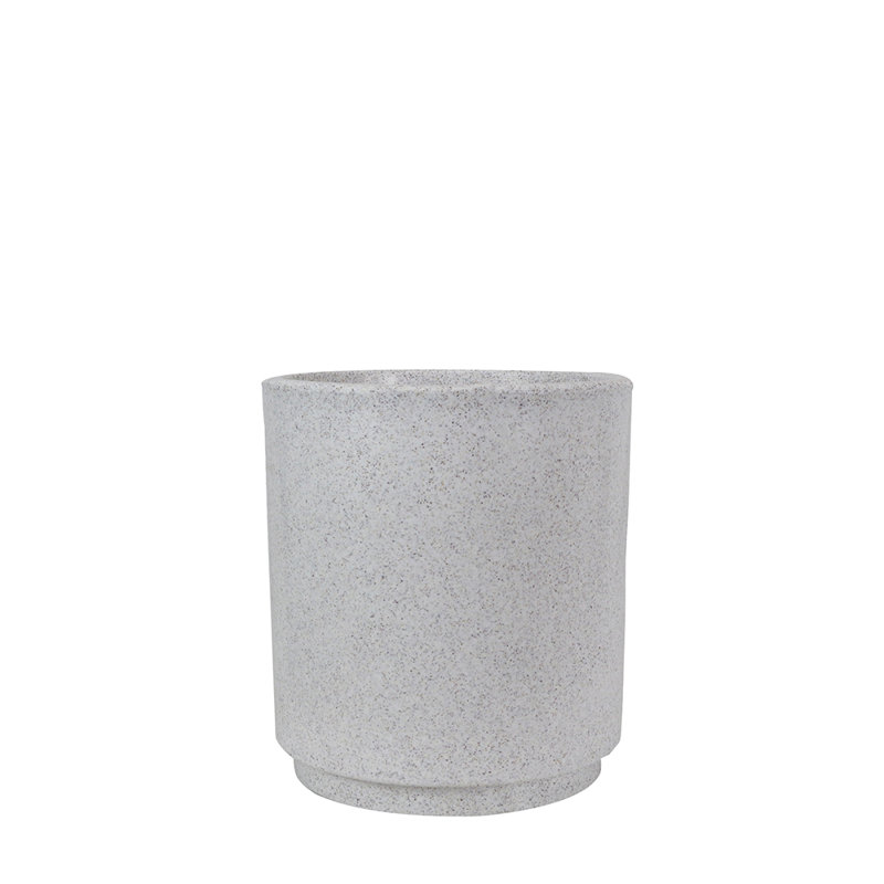 Dempsi ECOBO Eco-Friendly Round Pot Planter, Carioca Indoor/Outdoor Four Seasom Use, White Granite, 9.8" H x 9.8" W x 9.8" D