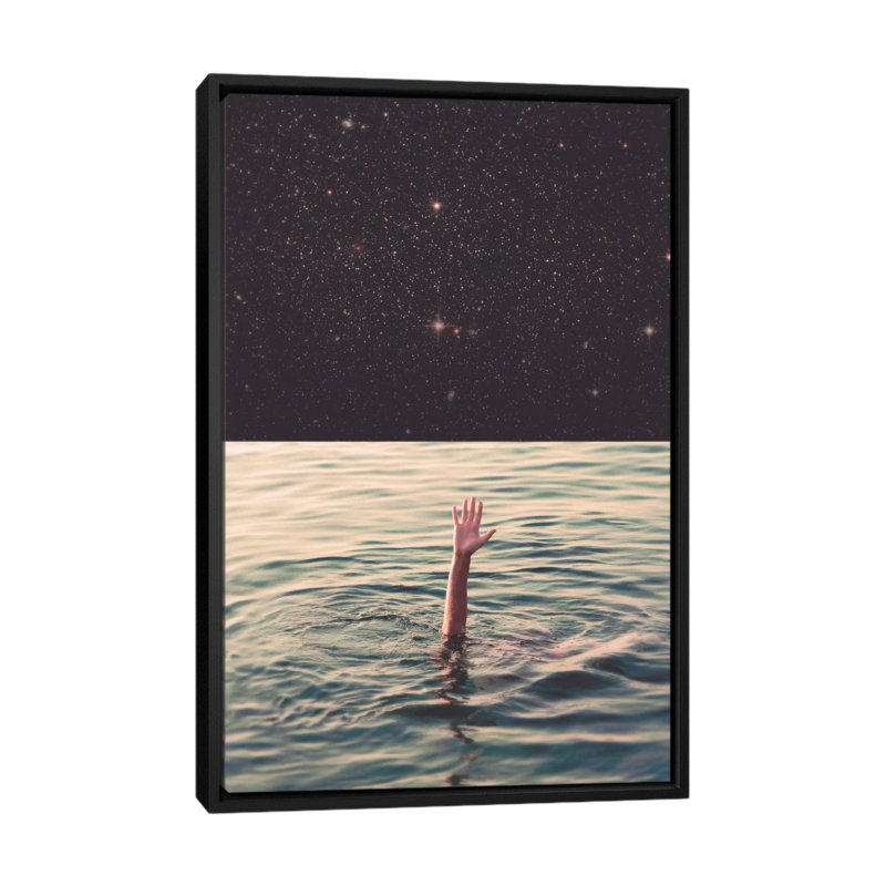 «Drown in Space», impression sur toile, H 26 po x l 18 po x P 1,5 po, Toile avec cadre noir, Pas de tapis