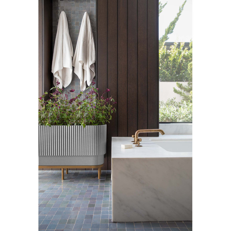 Long pot à fleurs surélevé 30 "avec support Veradek, 2, Gris / Brun